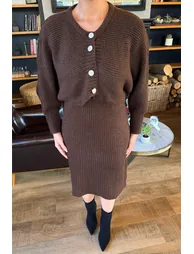 Coffee Brown Knit Two-Piece Set - 1
