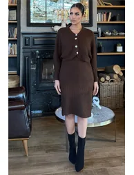 Coffee Brown Knit Two-Piece Set - 2