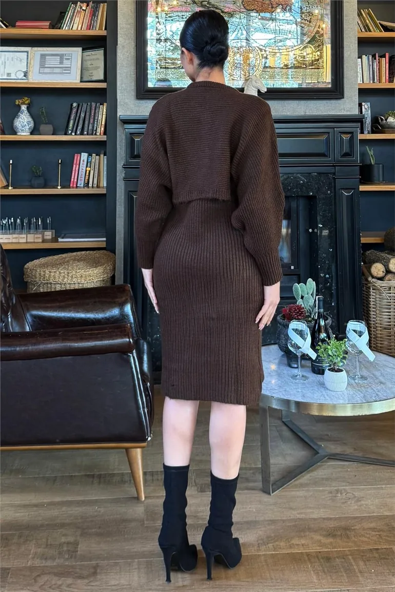 Coffee Brown Knit Two-Piece Set - 4