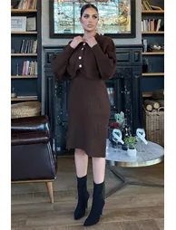 Coffee Brown Knit Two-Piece Set - 3