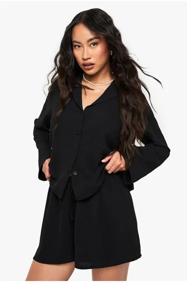 Woven Hammered Shirt & Short Set