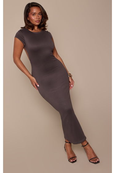Shape Grey Crew Neck Cut Out Back Midi Dress
