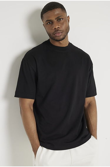 2PK black oversized fit plain t-shirt