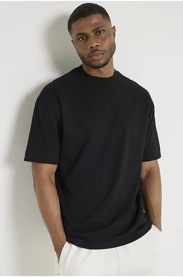 2PK black oversized fit plain t-shirt
