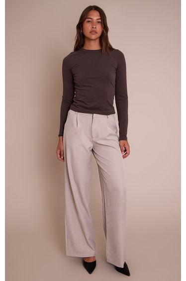 Pebble Woven Double Pleat Wide Leg Trouser