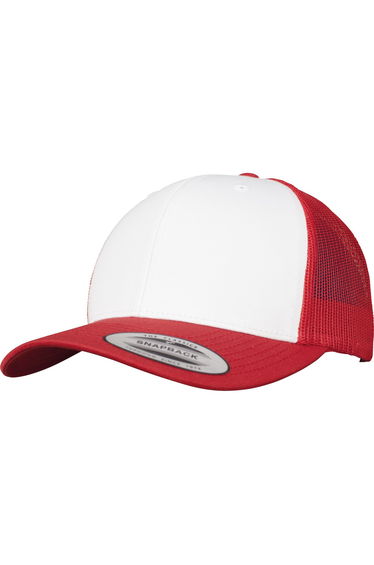 Flexfit By Yupoong Retro Trucker Coloured Front Cap - Red/White/Red