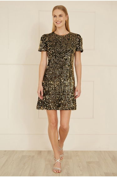 Yumi Gold Sequin Tunic Dress