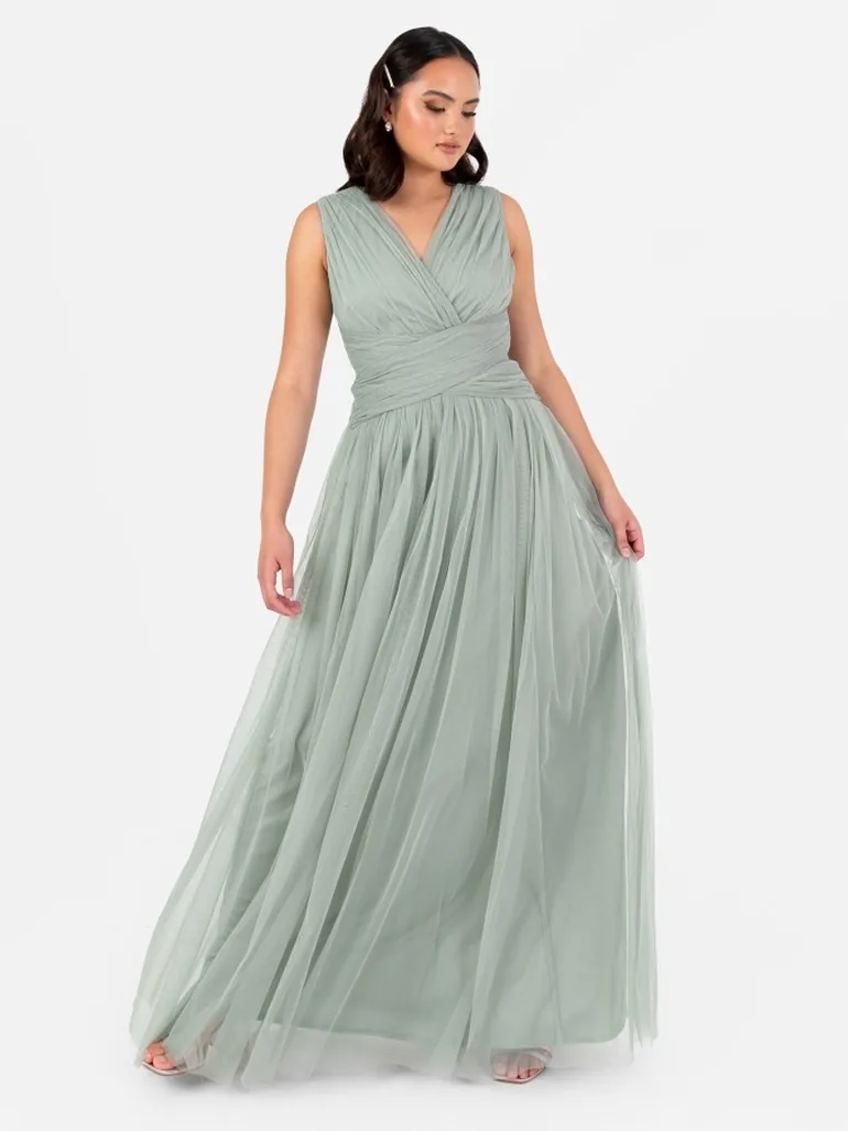 Shop Anaya With Love Recycled Frosty Green Sleeveless V Neck Maxi Dress  Online in Oman