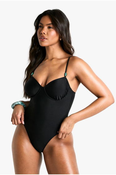 Resin Trim Swimsuit - black