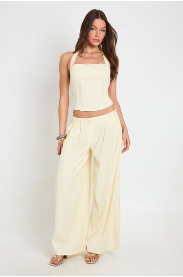 Halter Strap Tailored Corset - lemon