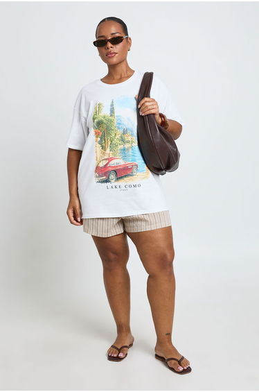 Plus Lake Como Printed T Shirt - white