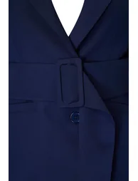 Limited Edition Navy Blue Padded Shoulders Belt Pack Large Size Woven Jacket - 3