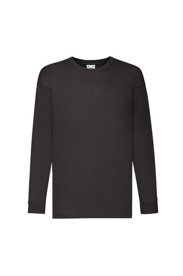 Fruit of the Loom Childrens/Kids Value Long-Sleeved T-Shirt - Black
