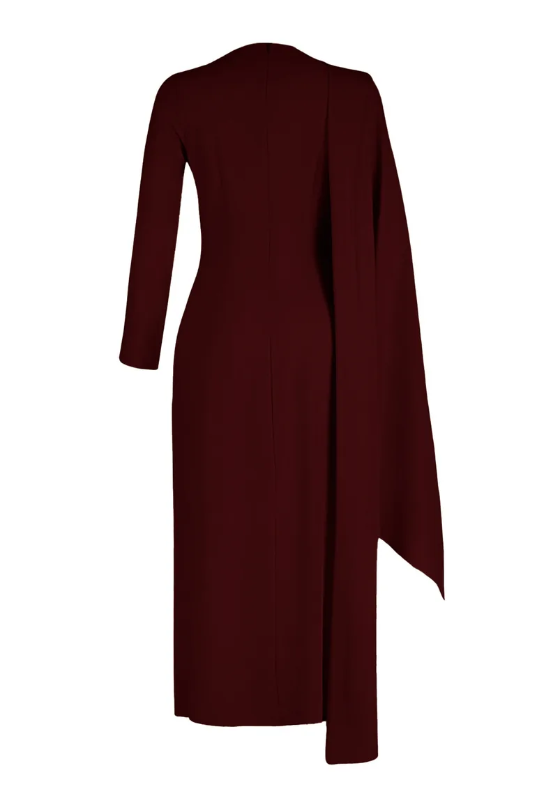 Burgundy Shawl Detailed Lined Evening Dress Trendyol Red : Evening Dresses  : VogaCloset Libya