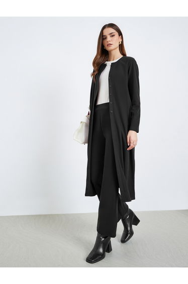 Women Black Midi Knit Top and Pants Co-ords