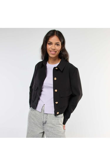 Short Suit Jacket with Gold Buttons BLACK