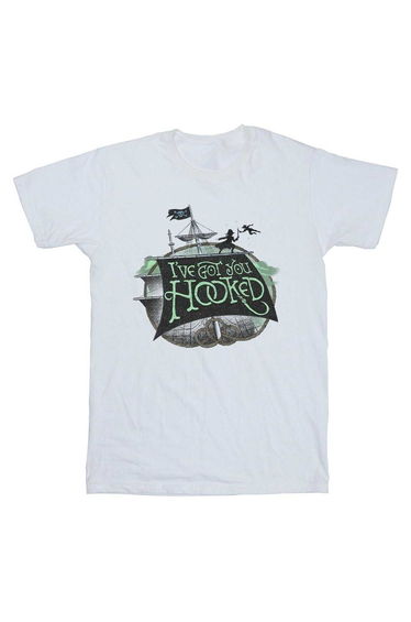 Peter Pan And Wendy Boys Got You Hooked Pirate Ship Cotton T-Shirt - White