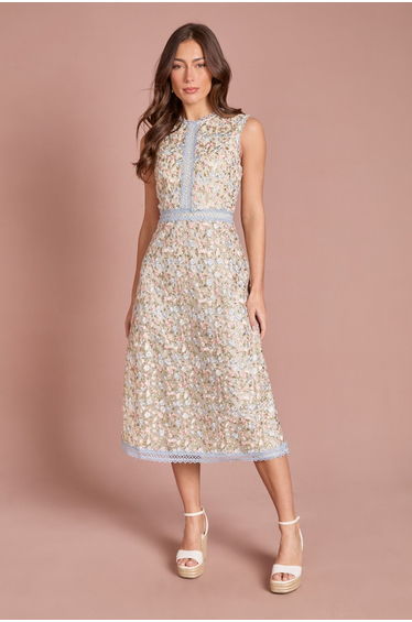 Jacquard Square Neck Pencil Dress