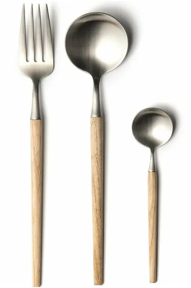 Emako Stainless Steel and Ash Wood 16-Piece Cutlery Set