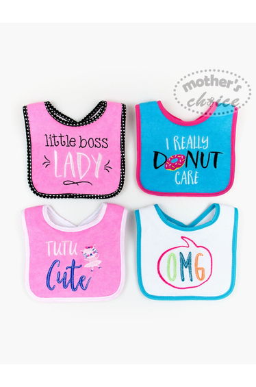 Pack of 4 - Dribble Proof Bib with Embroidery