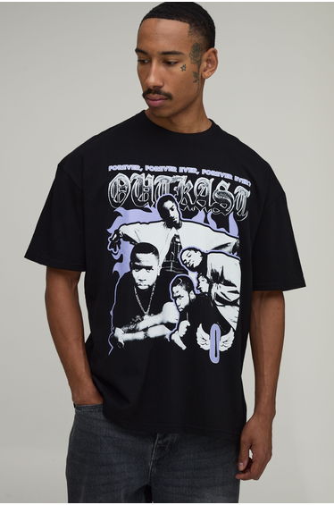 Oversized OutKast License Print T-Shirt - black