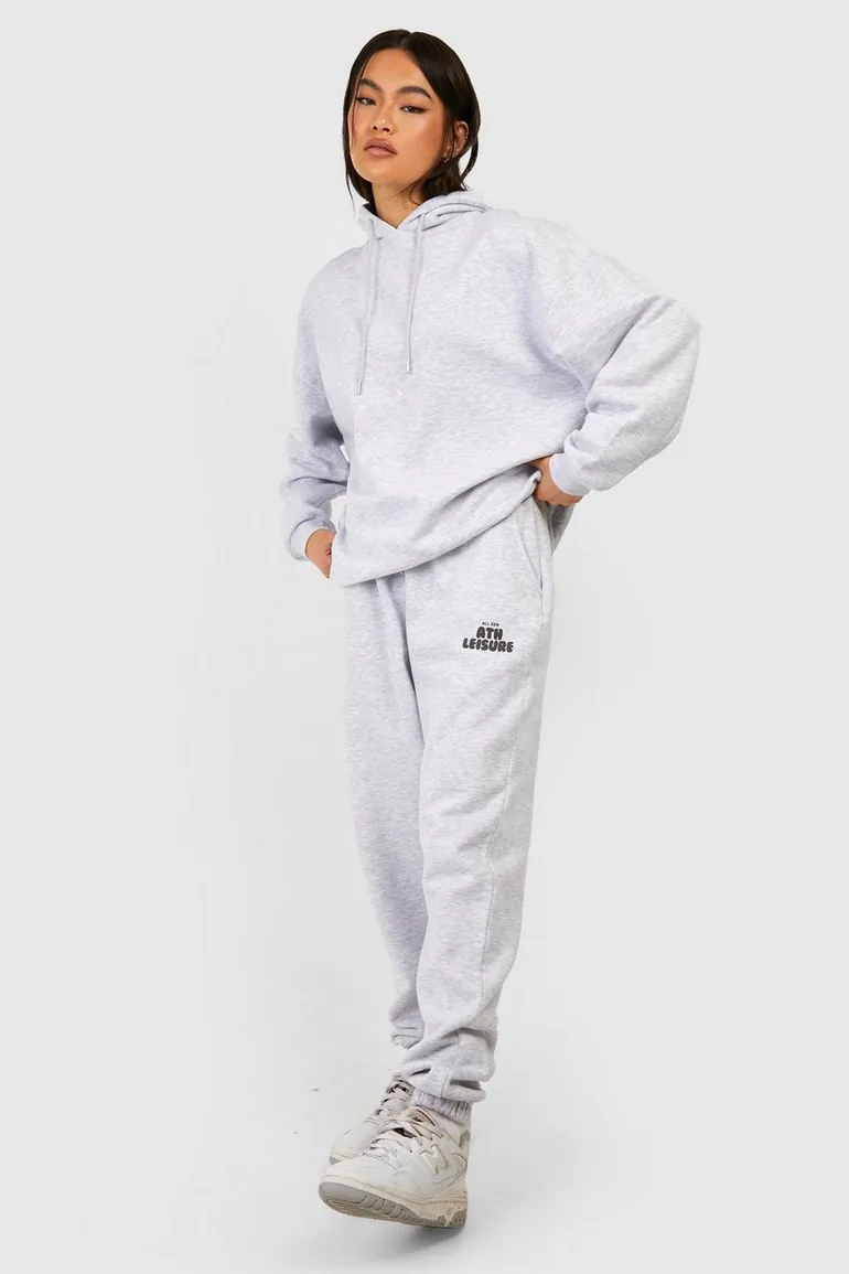Puff Print Hooded Tracksuit - ash grey - 1