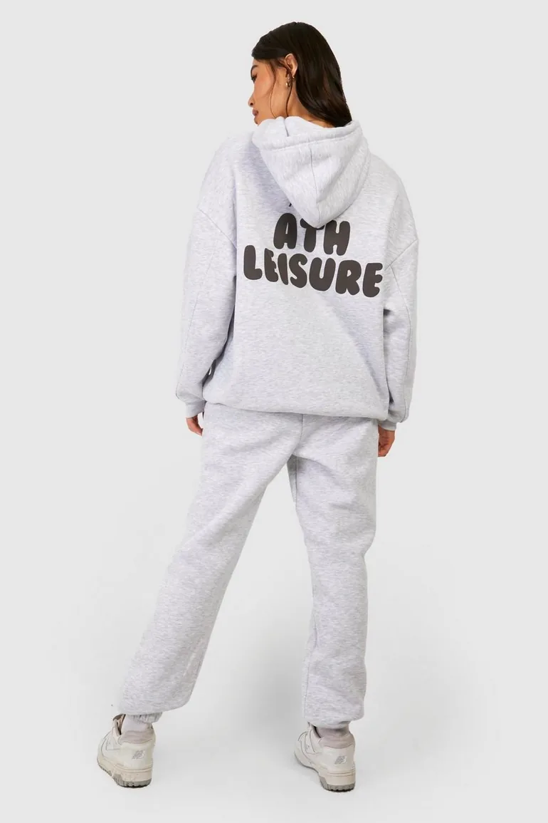 Puff Print Hooded Tracksuit - ash grey