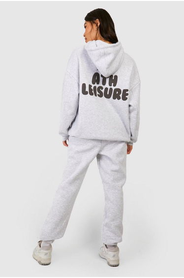 Puff Print Hooded Tracksuit - ash grey