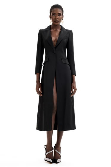 Constance One-Button Lounge Coat in Black