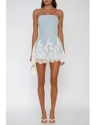 Dorris Strapless Lace Deconstruct Mini Dress - 2