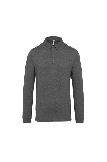 Kariban Mens Jersey Knit Long Sleeve Polo Shirt - Grey Heather