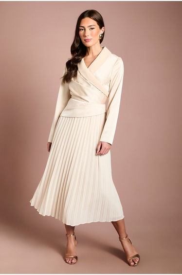 Tailored Pleat Skirt Midi Dress