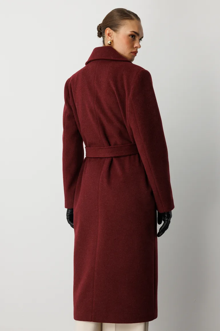 Mizalle Wool Stitched Textured Long Trench Coat - 7