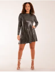 Long Sleeve Mirrored Swing Dress - 2