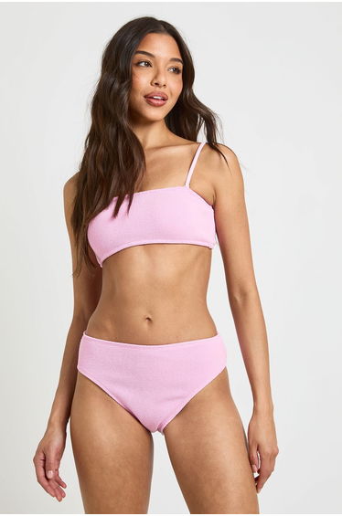 Textured Bandeau Bikini Top - pink