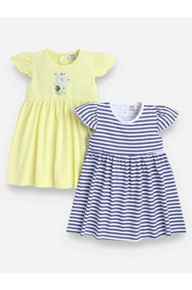 Pack of 2 - Round Neck Cap Sleeves Dress
