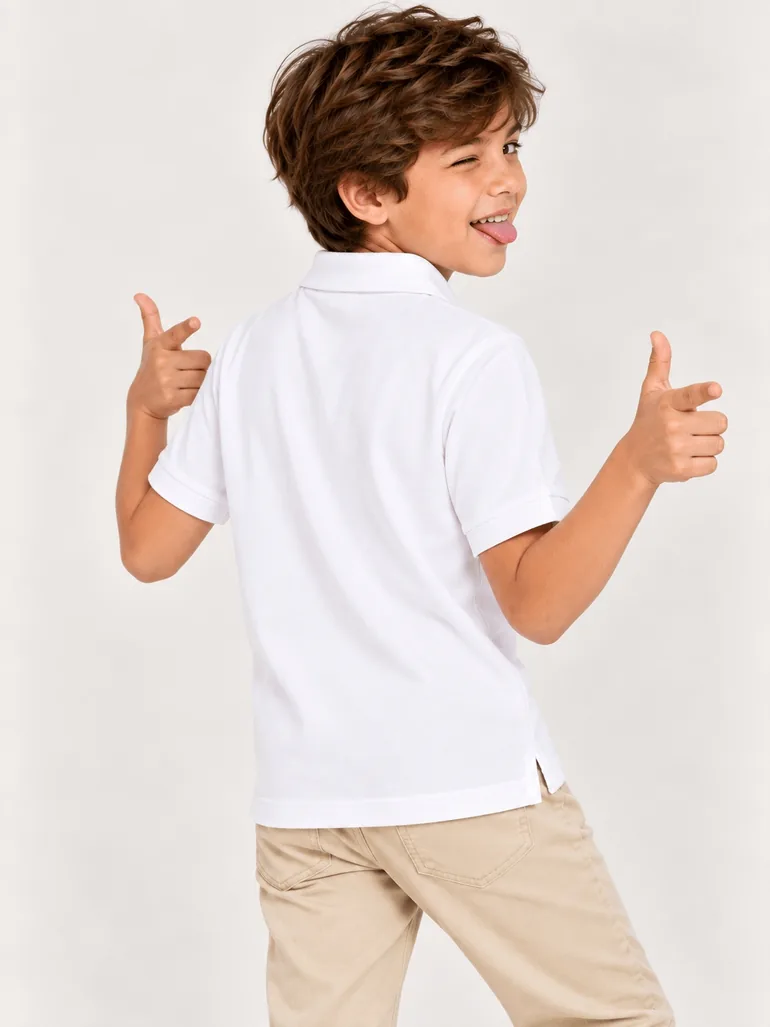 Childsplay Boys Short Sleeve Polo Shirt in White - 1