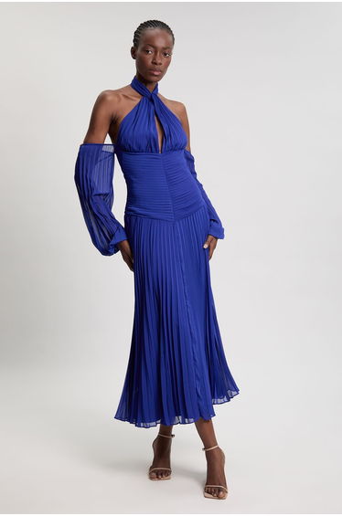 Petite Crinkle Cold Shoulder Georgette Woven Maxi Dress