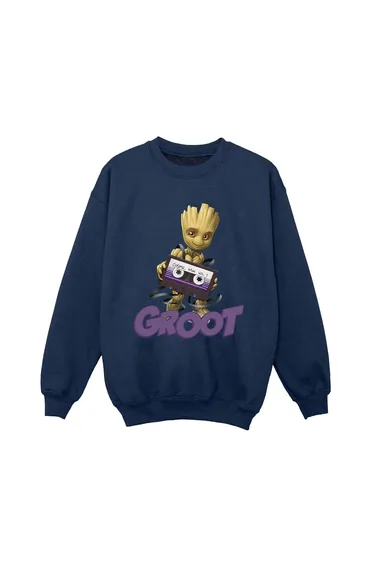 Guardians Of The Galaxy Boys Groot Casette Sweatshirt - Navy Blue
