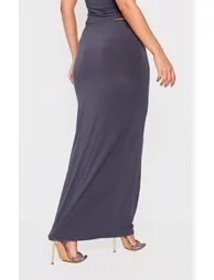 Petite Grey Slinky Low Waist Maxi Skirt - 2