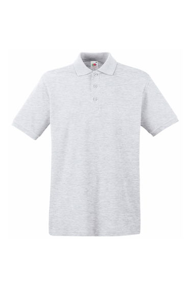 Fruit Of The Loom Premium Mens Short Sleeve Polo Shirt - Heather Grey