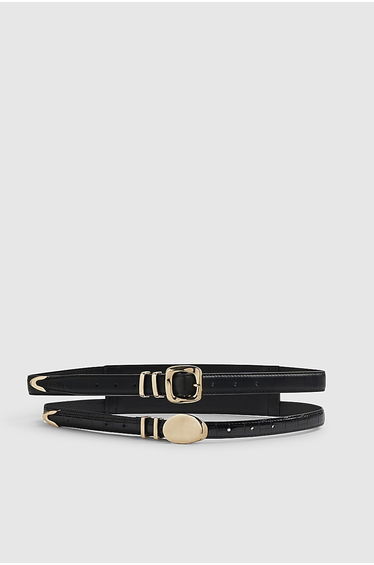 Black Pebble Double Buckle Belt