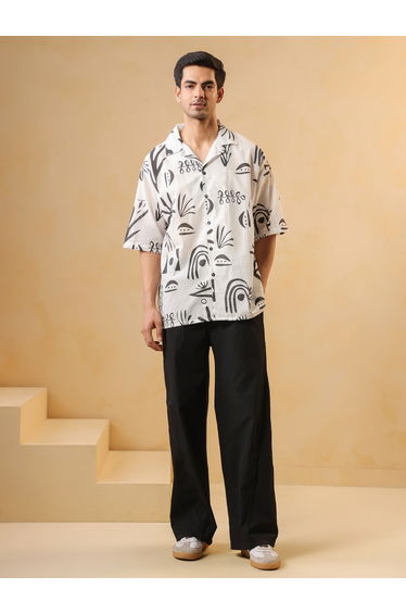 Men Printed Oversized Cotton Shirt