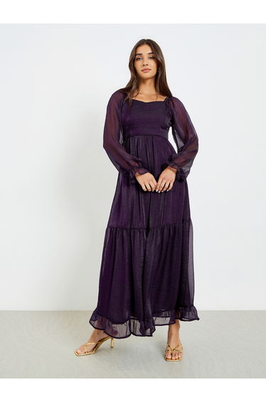 Purple Chiffon Maxi Dress