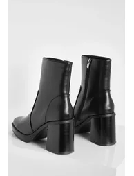 Block Heel Platform Ankle Boot - black - 3