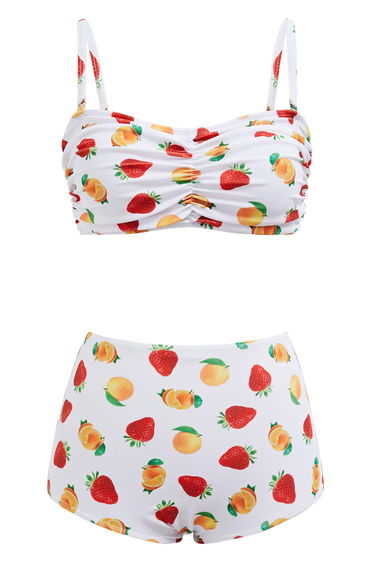 Fruit Print Bikini Set in White