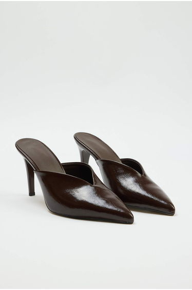 Brown Closed Toe Mule Women's 8.5 cm Classic Heeled Slippers
