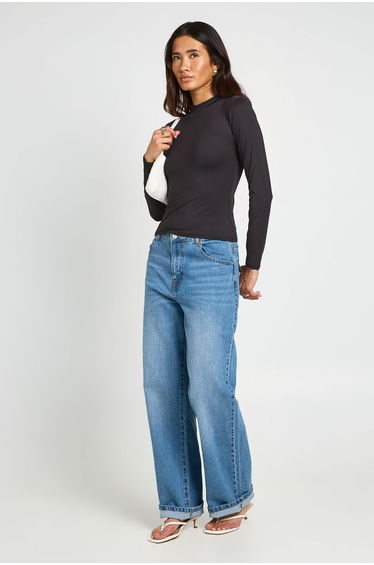 Second Skin Crew Neck Long Sleeve Top - black