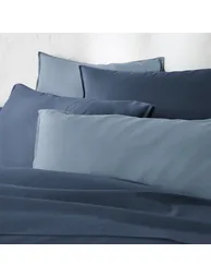 شرشف سرير قطن مغسول سادة بحواف مطاطية - 5
