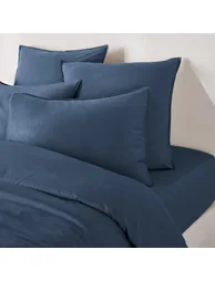 شرشف سرير قطن مغسول سادة بحواف مطاطية - 6